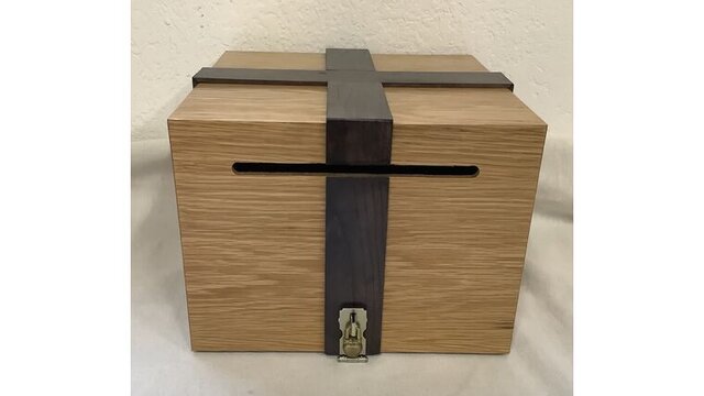 Card box Wood with Ribbon